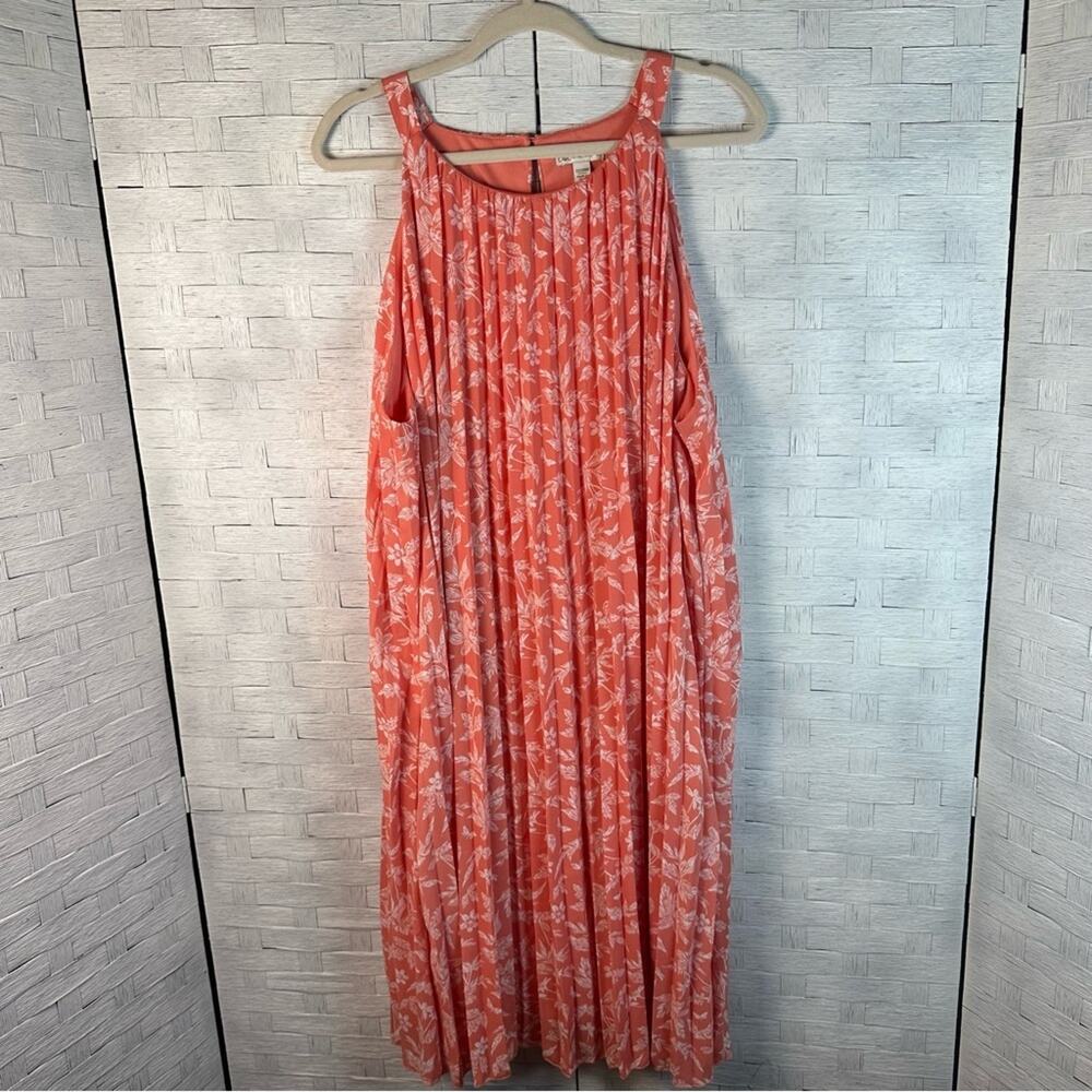Cato sleeveless pleated, mumu style dress midi floral bohemian coastal plus size